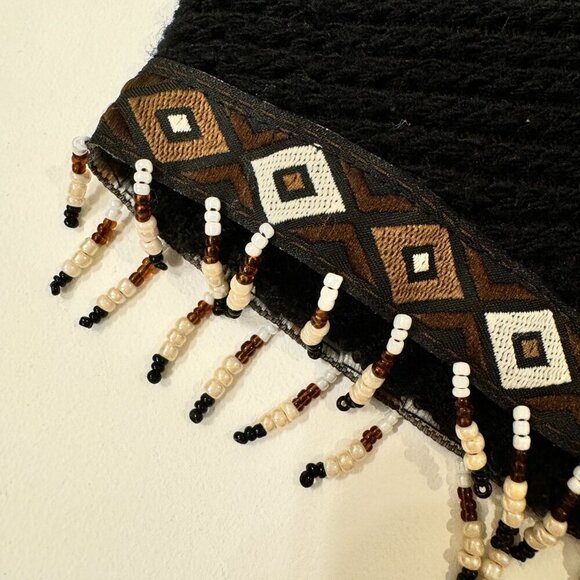 Truworths - Open Knit Sleeveless Top with Tribal Beaded Hemline in Black - Picture 3 of 9